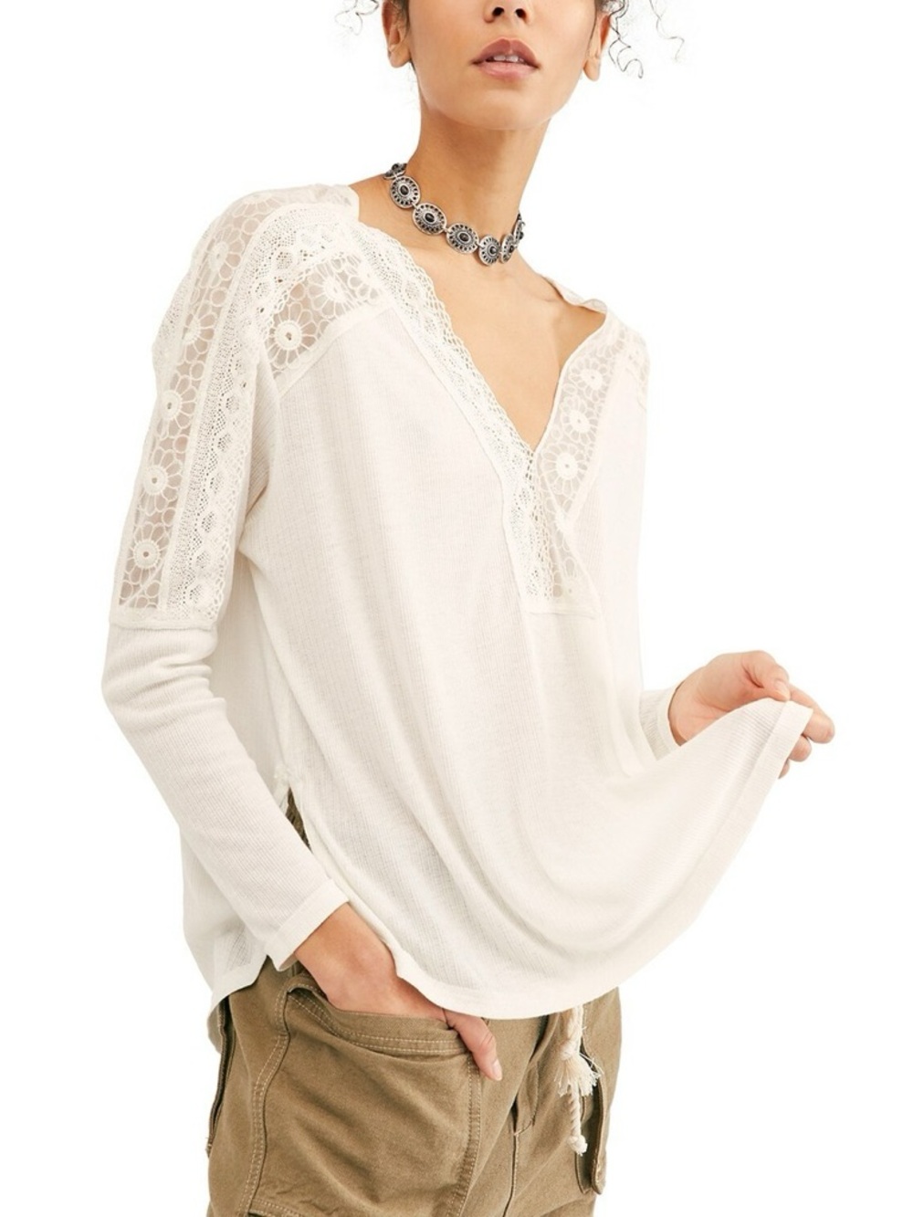 Free People Viscose blend Lola Tee Angel Food Sz XL